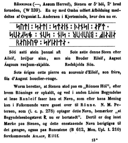 Rønninge-Runenstein-Historie